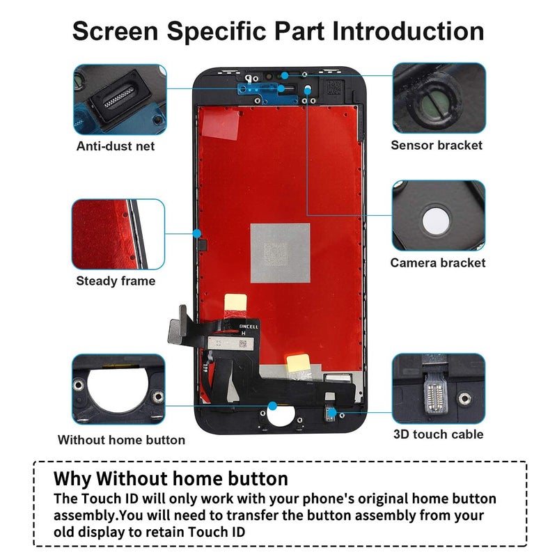 Diykitpl for iPhone 8 Plus Screen Replacement Black 5.5 Inch, Diykitpl 3D Touch LCD Digitizer Display for iPhone 8 Plus, with Repair Tools Kit for A1864,A1897,A1898 Glass Screen - Image 3